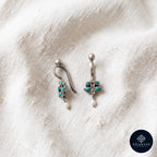 Turquoise Bloom Kundan 925 Sterling Silver Non-Piercing Bugadi Earrings - Heritage Kundan Bugadi Collection