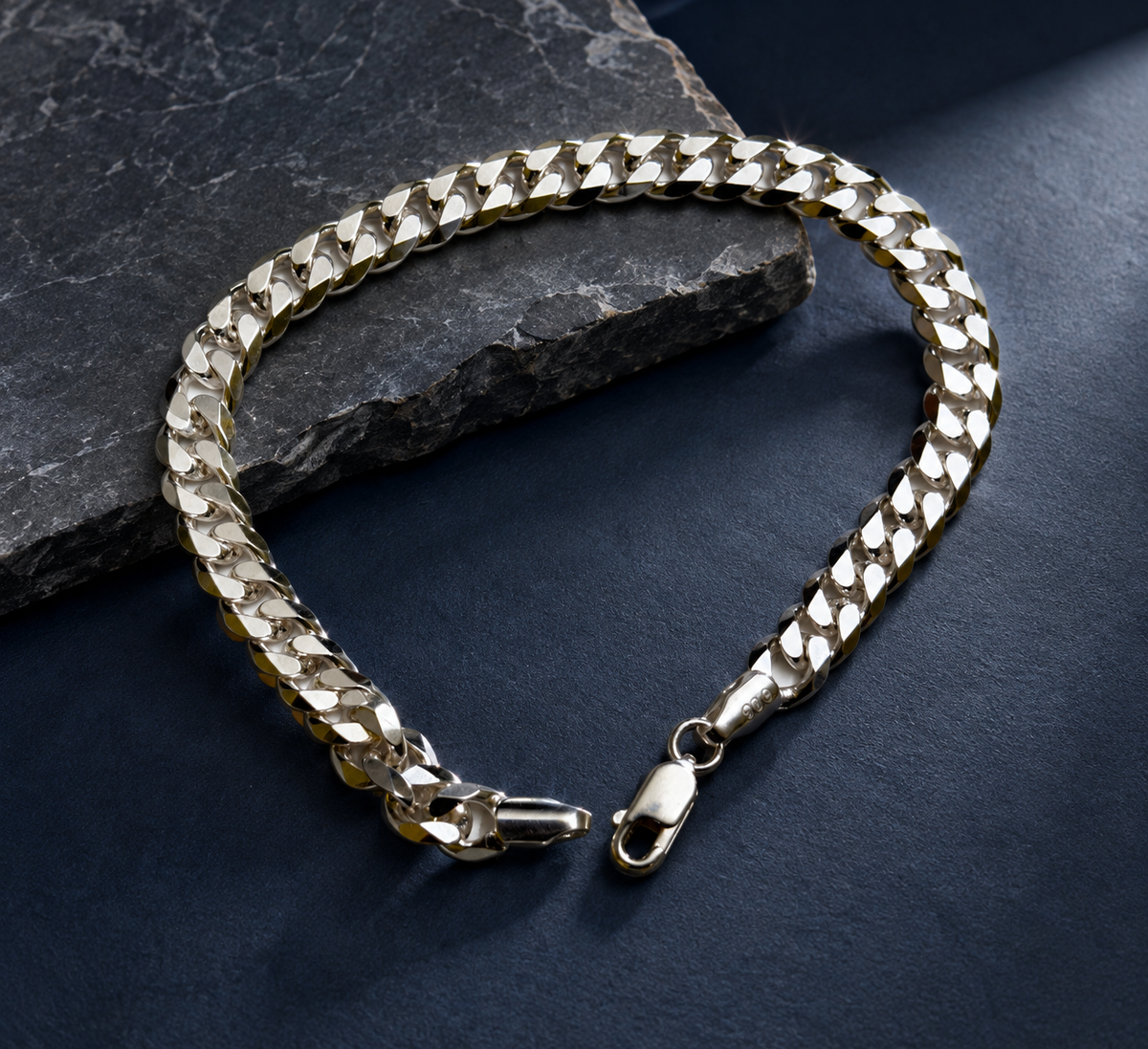Classic Curb 925 Silver Curb Link Bracelet for Men