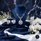 Celestial Compass CZ Necklace Set 925 Sterling Silver - Ratna Aabha Colection