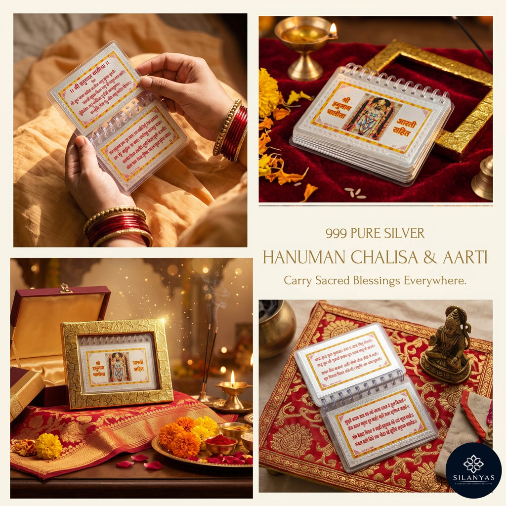 Hanuman Chalisa 999 Fine Silver Leaf Booklet with Aarti - Tirupati Bala Ji