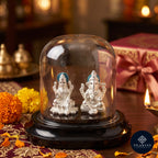 Shubh Lakshmi Ganesh 3D Idol – 999 Silver with Transparent Dome.