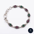 Cutstone 925 Silver Oxidised Multicolour Round Gemstone Bracelet - Cutstone Collection
