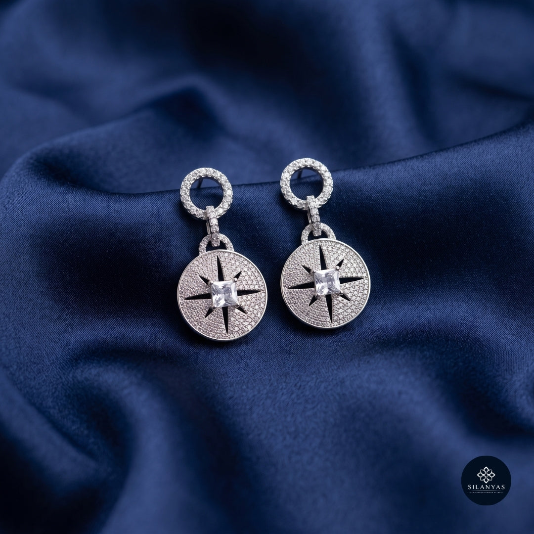 Celestial Compass CZ Necklace Set 925 Sterling Silver - Ratna Aabha Colection