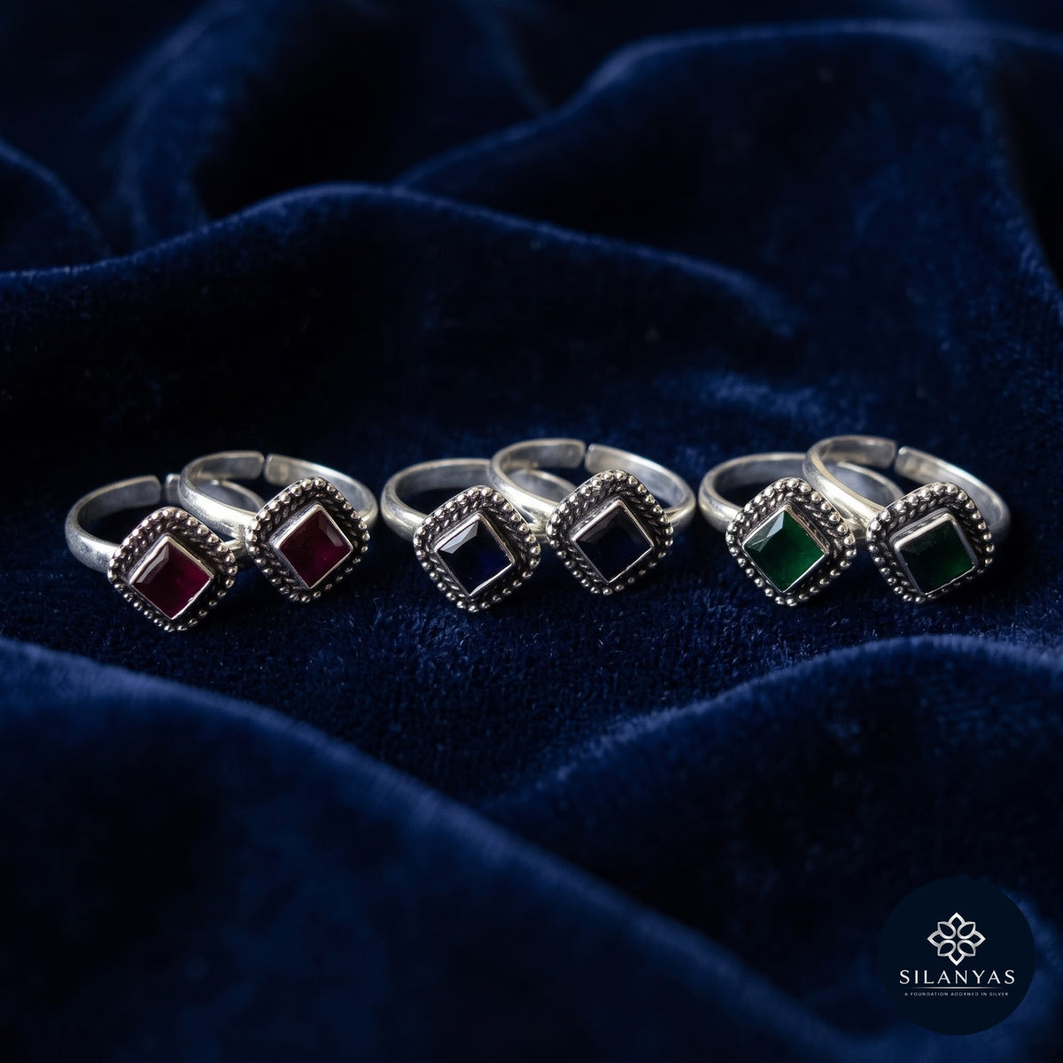 Gulnaar 925 Silver Synthetic Gemstone Toe Rings – Gulnaar Collection