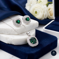 Emerald Aabha 925 Silver Green Stone Pendant Set - Aabha Collection