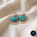 Turquoise & Pearl 925 Sterling Silver Tribal Drop Earrings -  Tribal Collection