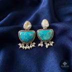 Turquoise & Pearl 925 Sterling Silver Tribal Drop Earrings -  Tribal Collection