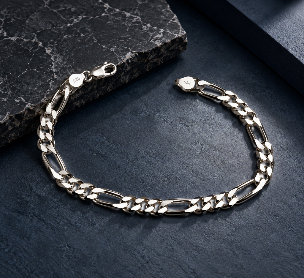 Classic Figaro 925 Silver Figaro Link Bracelet for Men