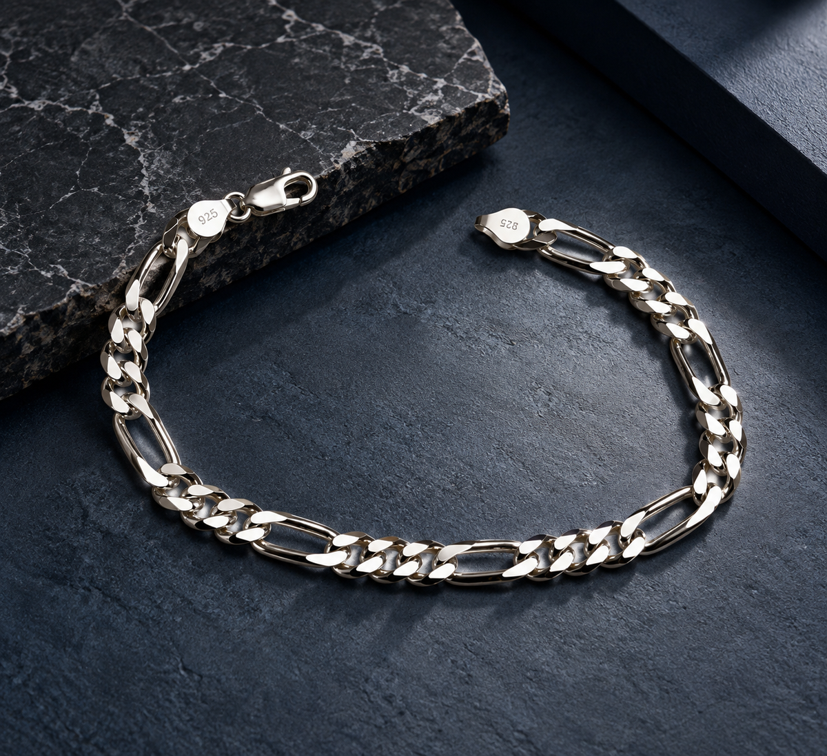 Classic Figaro 925 Silver Figaro Link Bracelet for Men