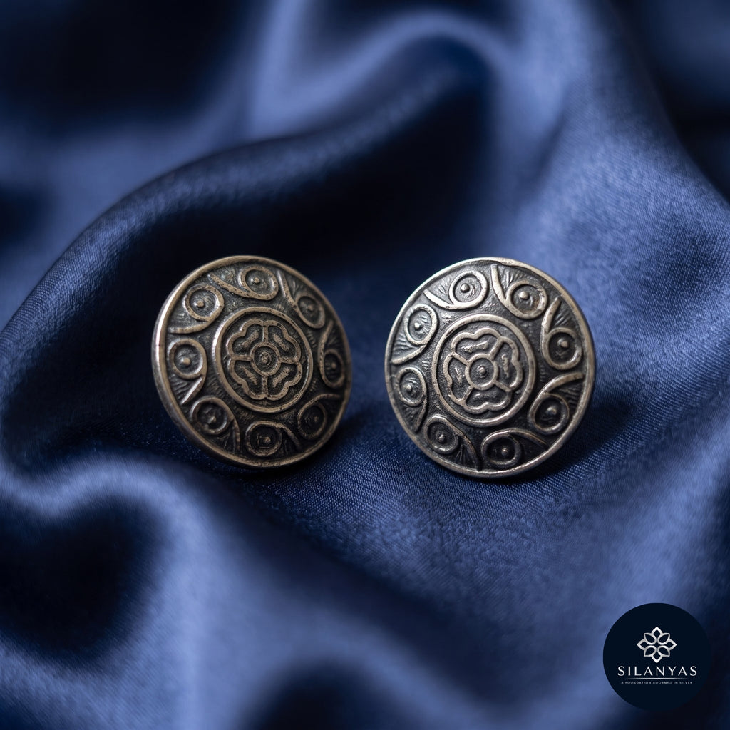 Amrapali Mandala 925 Sterling Silver Stud Earrings – Tribal Collection