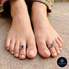 Noor 925 Silver Synthetic Gemstone Toe Rings