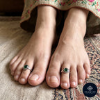 Noor 925 Silver Synthetic Gemstone Toe Rings