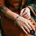 Cutstone 925 Silver Oxidised Multicolour Round Gemstone Bracelet - Cutstone Collection