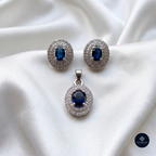 Neel Aabha 925 Silver Sapphire-Coloured Pendant Set - Aabha Collection