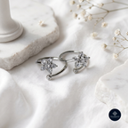 Floral Sparkle 925 Silver Rhodium-Plated CZ Toe Rings - Celestial Bloom Collection