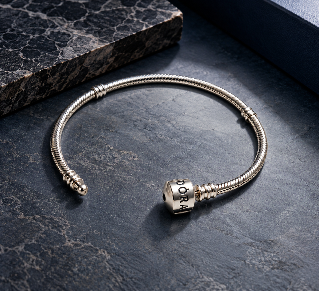 Signature 925 Silver Snake Chain Open Bracelet for Men