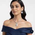 Celestial Compass CZ Necklace Set 925 Sterling Silver - Ratna Aabha Colection