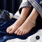 Petal Whisper 25 Silver Rhodium-Plated CZ Toe Rings - Celestial Bloom Collection