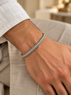Royal Weave 925 Silver Braided Wheat Chain Bracelet for Men