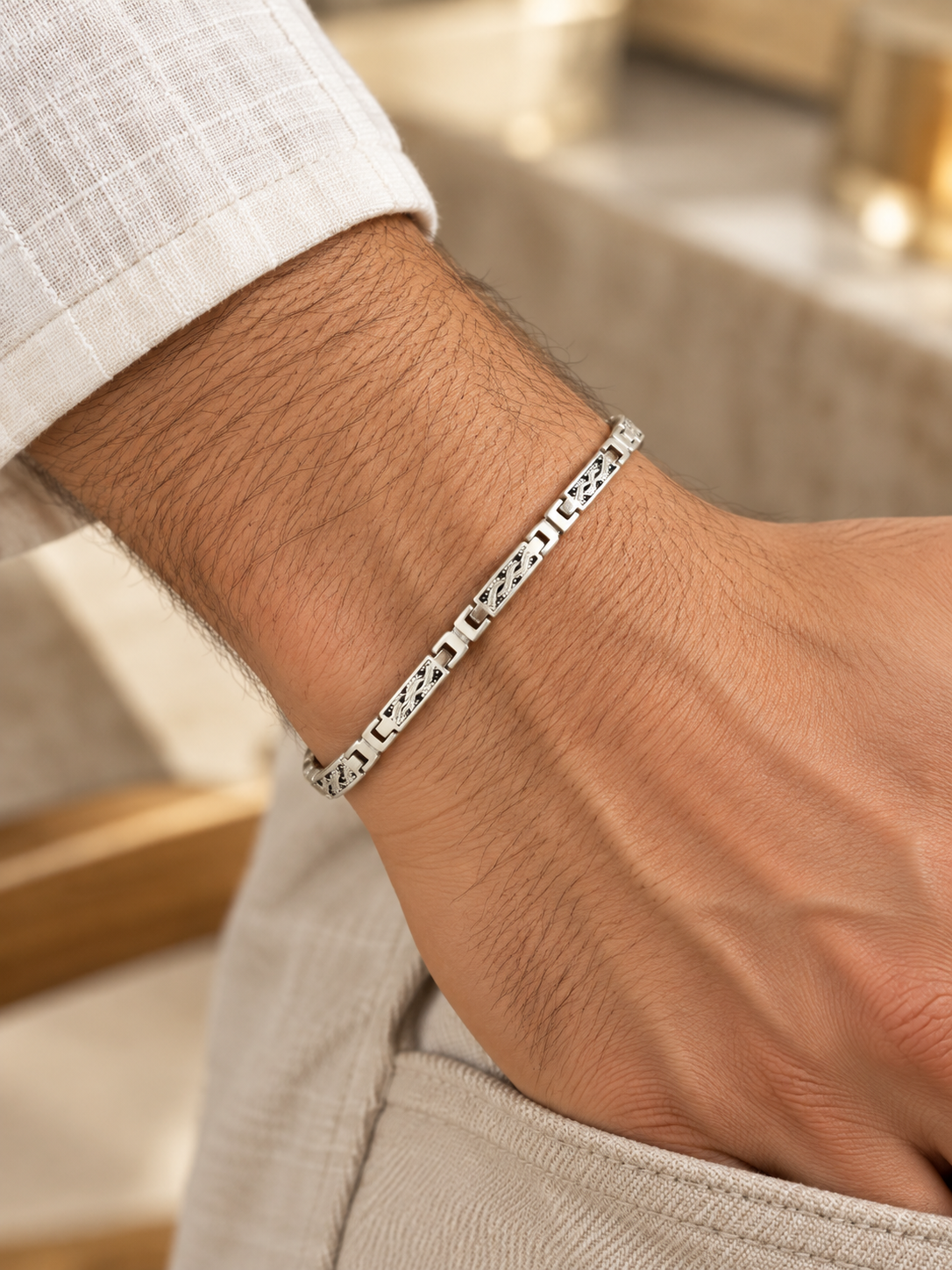 Braided Motif Link Bracelet for Men – Royal Weave Collection