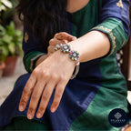 Navratna 925 Silver Navratna Gemstone Oxidised Bracelet - Navratna Collection