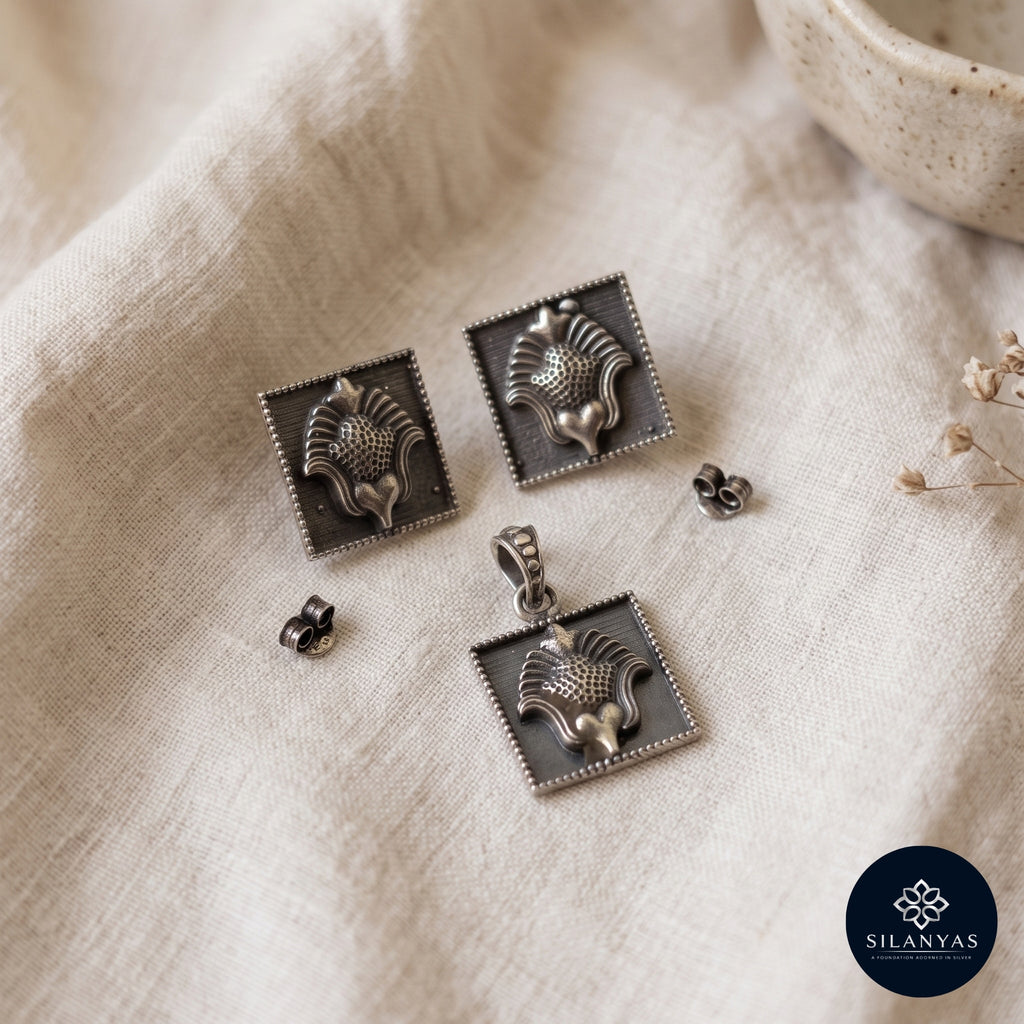 Garuda 925 Sterling Silver Antique Pendant Set - Garuda Heritage Tribal Collection