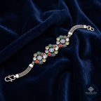 Navratna 925 Silver Navratna Gemstone Oxidised Bracelet - Navratna Collection