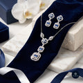 Sapphire Geometry CZ Necklace Set 925 Sterling Silver - Ratna Aabha Collection
