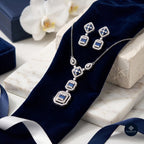 Sapphire Geometry CZ Necklace Set 925 Sterling Silver - Ratna Aabha Collection
