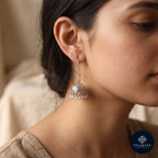 Chinar 925 Silver Floral Dome Jhumki Earrings - Chinar Collection