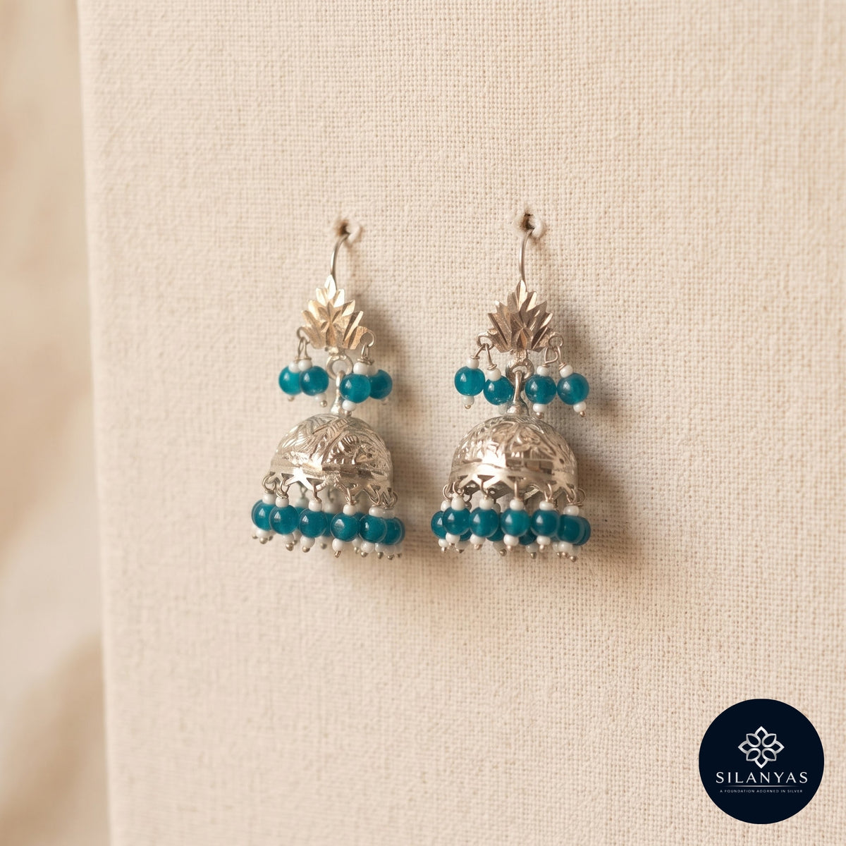 Chinar 925 Silver Leaf Jhumki Earrings - Chinar Collection