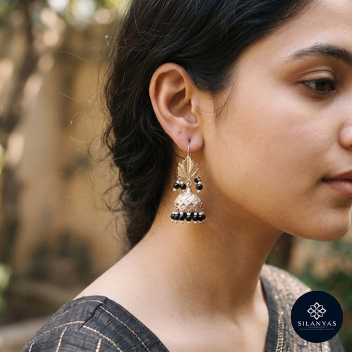 Chinar 925 Silver Leaf Jhumki Earrings - Chinar Collection