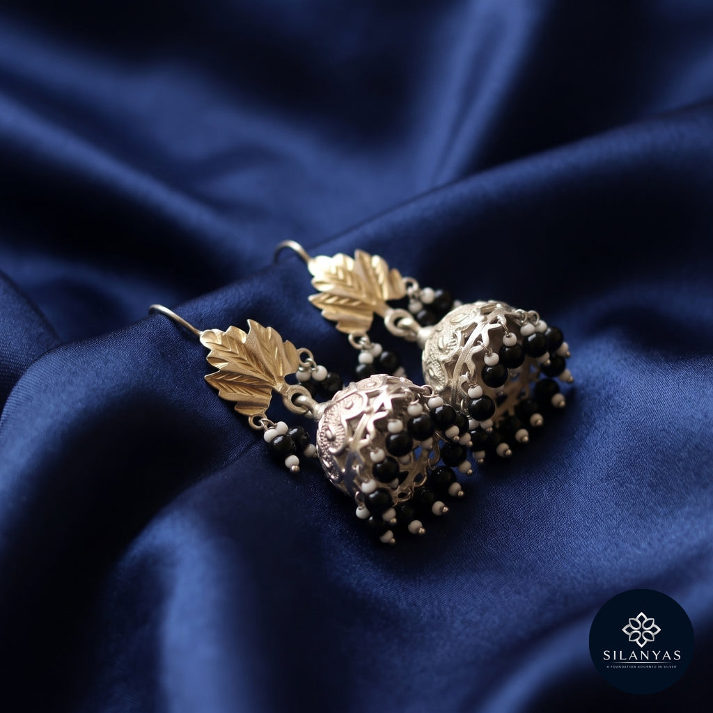 Chinar 925 Silver Leaf Jhumki Earrings - Chinar Collection