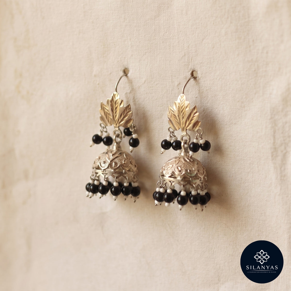 Chinar 925 Silver Leaf Jhumki Earrings - Chinar Collection