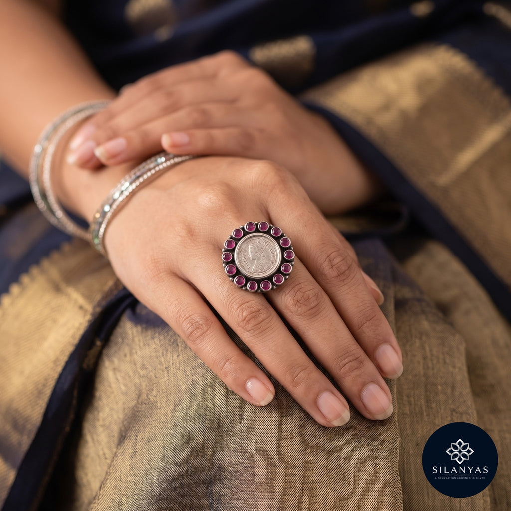 Heritage Queen Victoria Coin Ring with Cut Stones