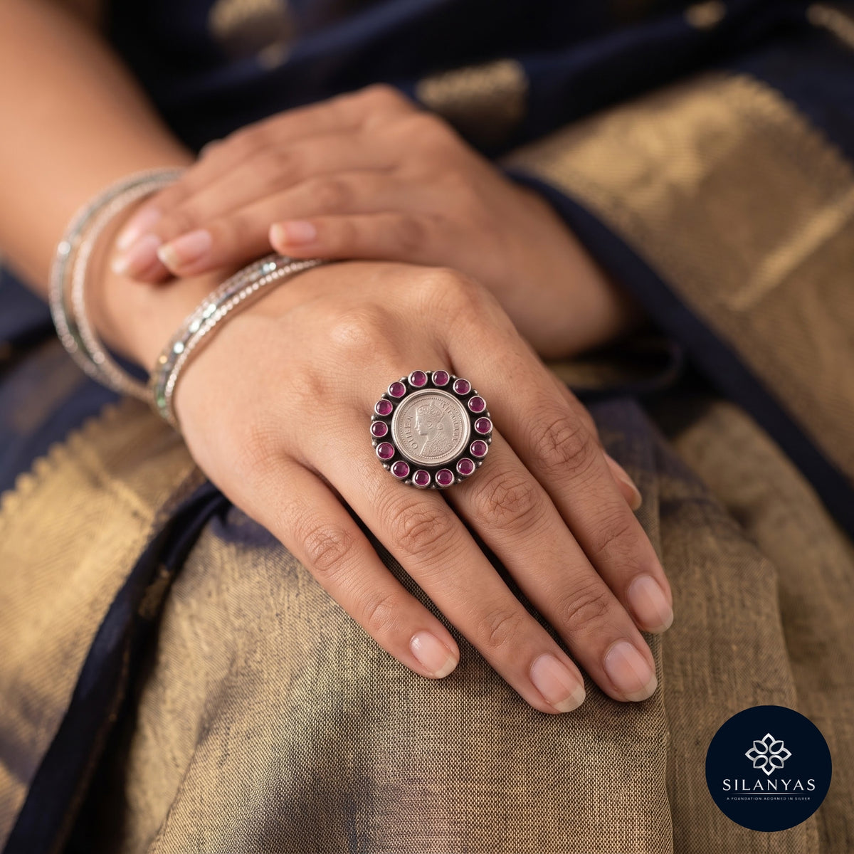 Heritage Queen Victoria Coin Ring with Cut Stones
