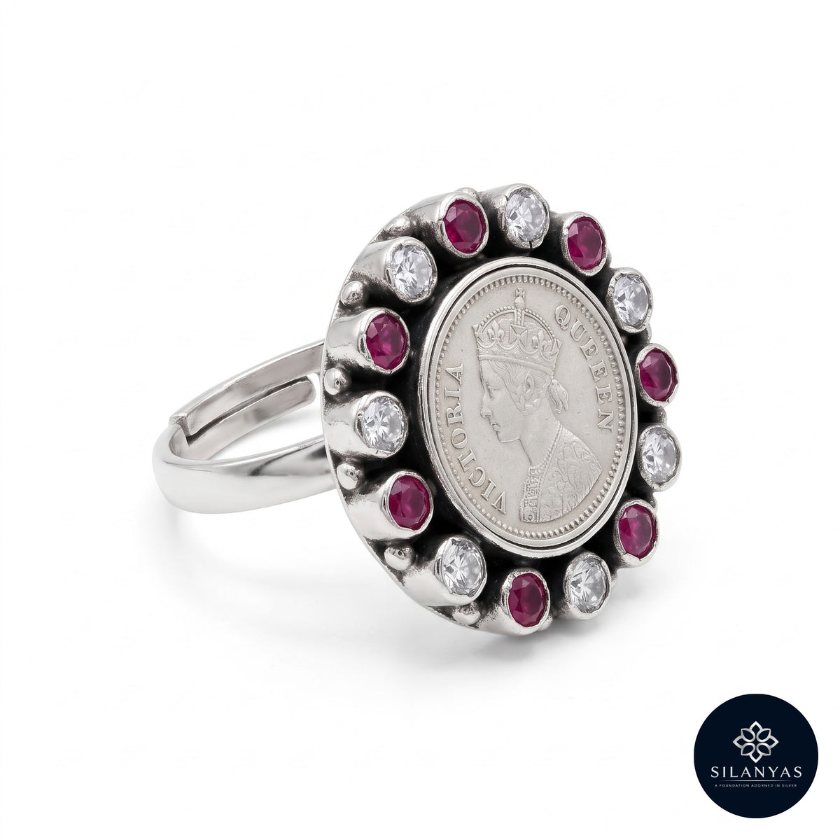 Heritage Queen Victoria Coin Ring with Cut Stones