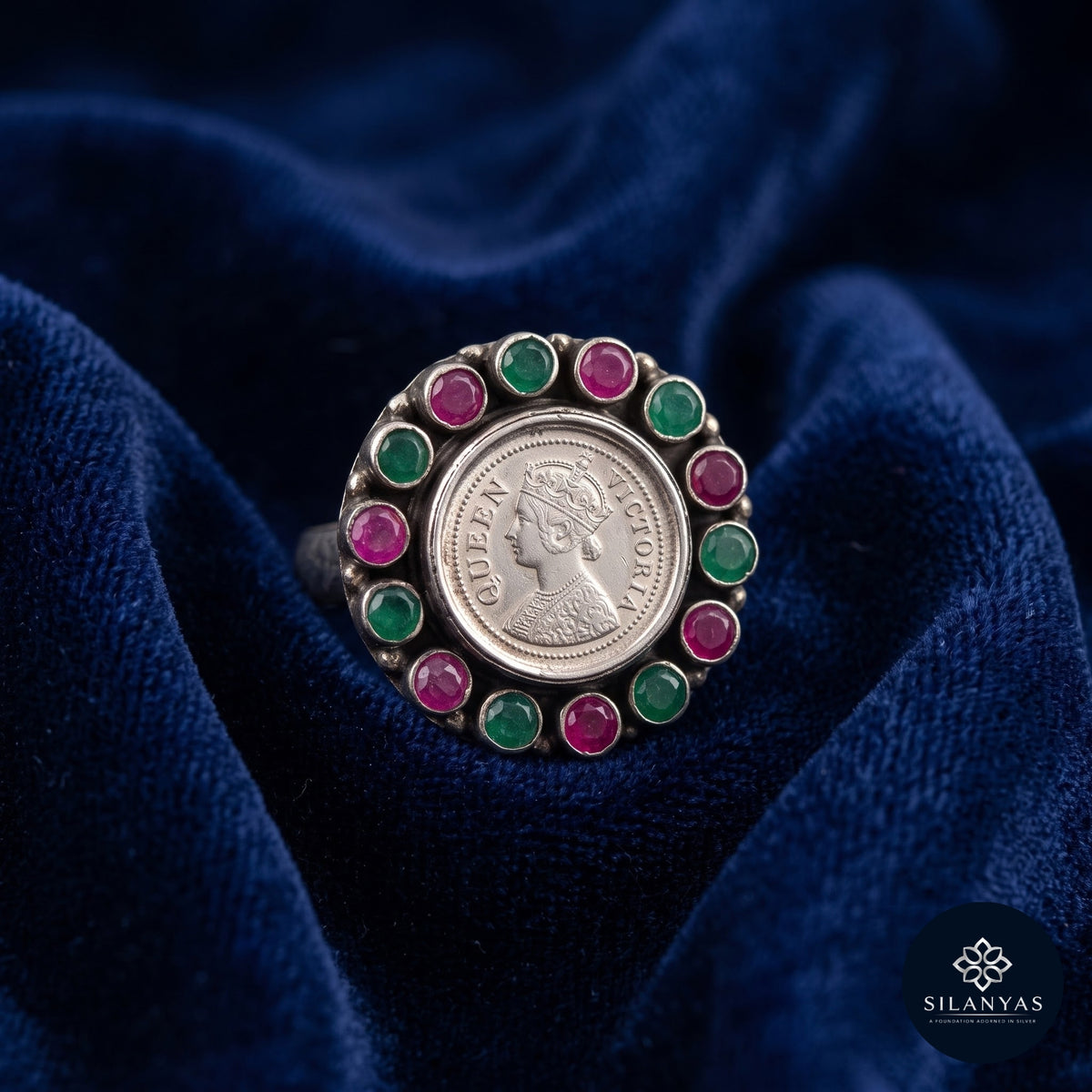 Heritage Queen Victoria Coin Ring with Cut Stones