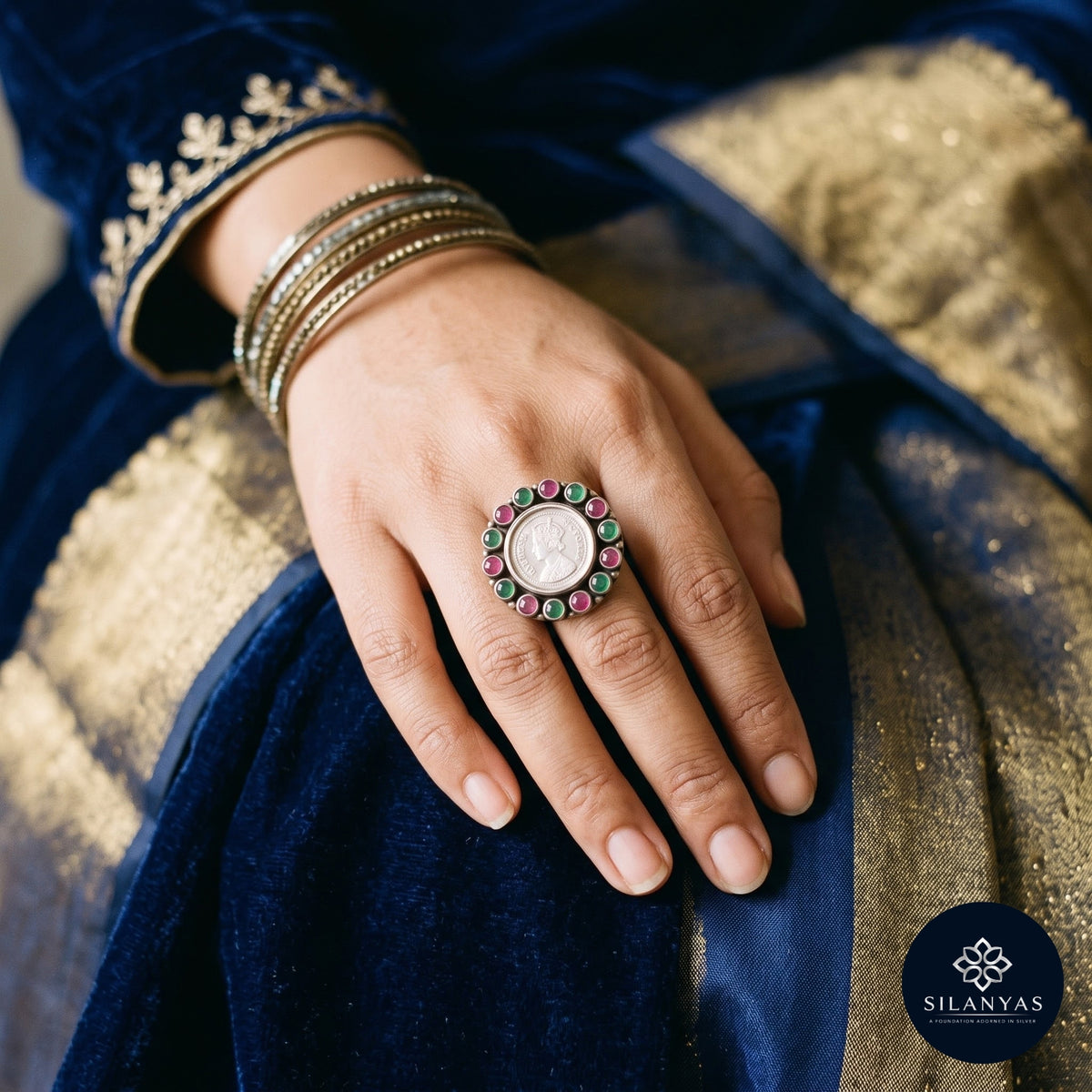 Heritage Queen Victoria Coin Ring with Cut Stones