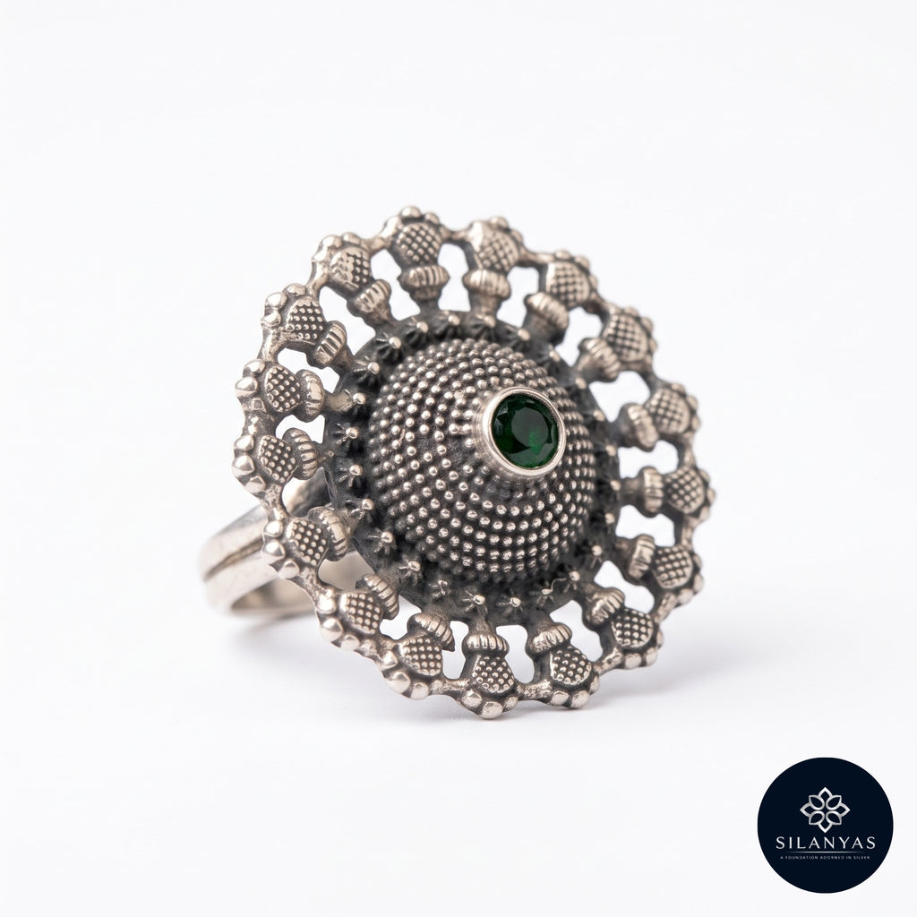 Amrapali Bloom 925 Sterling Silver Adjustable Ring – Tribal Collection