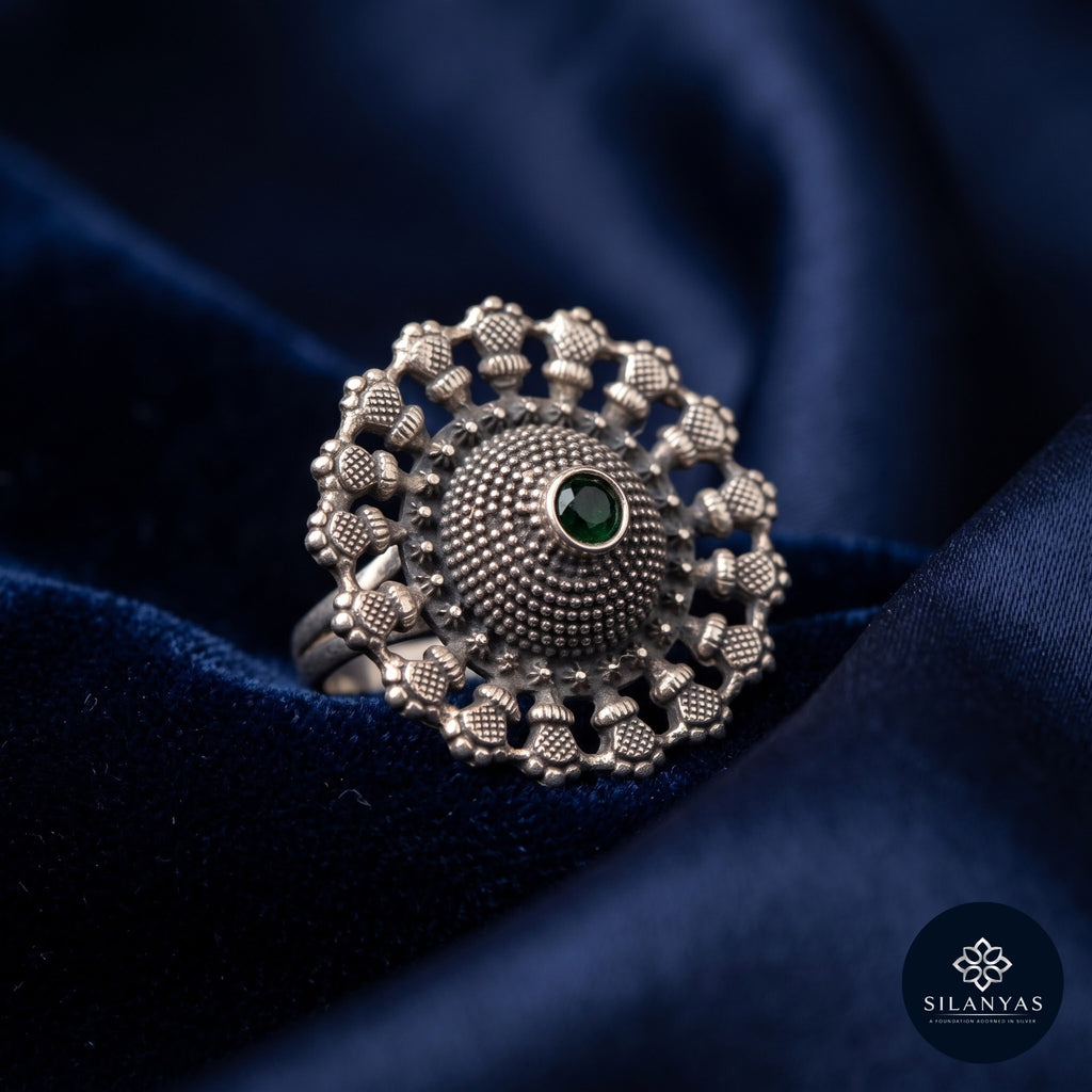Amrapali Bloom 925 Sterling Silver Adjustable Ring – Tribal Collection