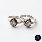 Crystal Teardrop CZ Adjustable Toe Rings in 925 Sterling Silver - Rajsi Collection