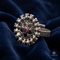 Ruby Bloom 925 Sterling Silver Adjustable Ring - Tribal Collection