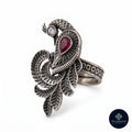 Peacock Motif&nbsp; 925 Sterling Silver Adjustable Statement Ring - Tribal Collection