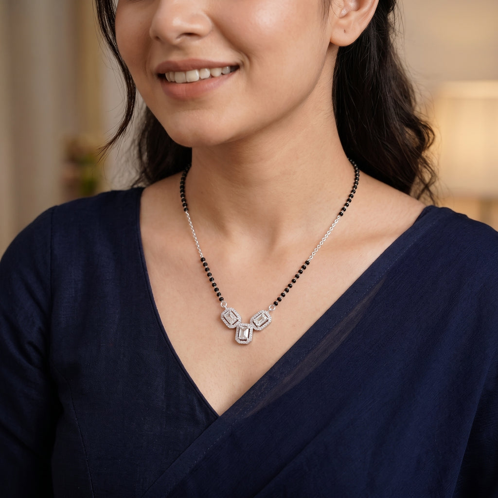 Everlasting Love Triple Radiance CZ Mangalsutra in 925 Sterling Silver