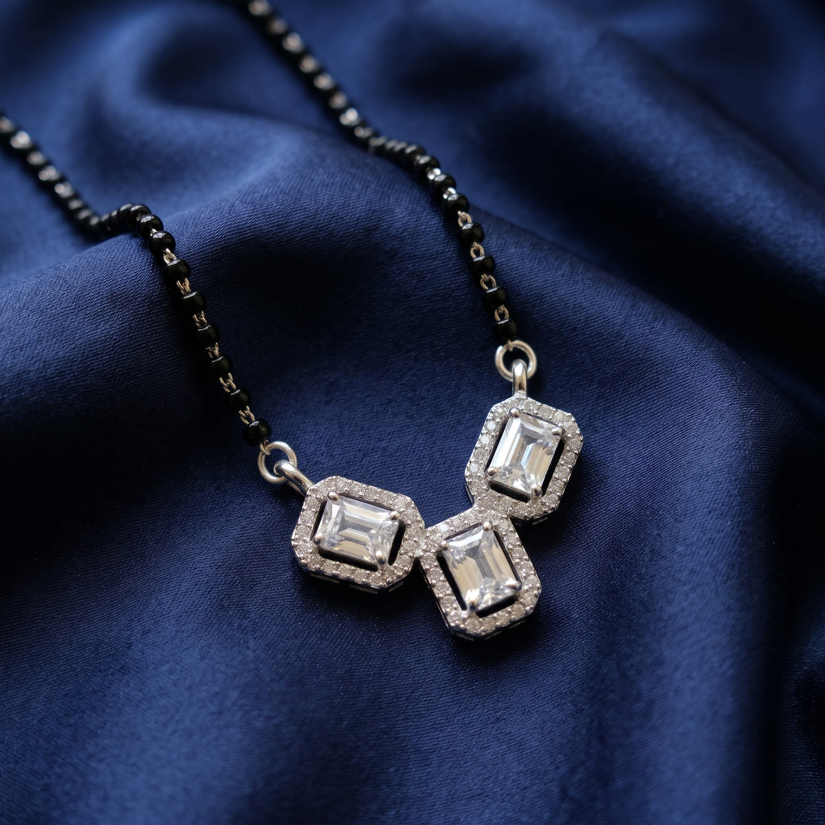 Everlasting Love Triple Radiance CZ Mangalsutra in 925 Sterling Silver