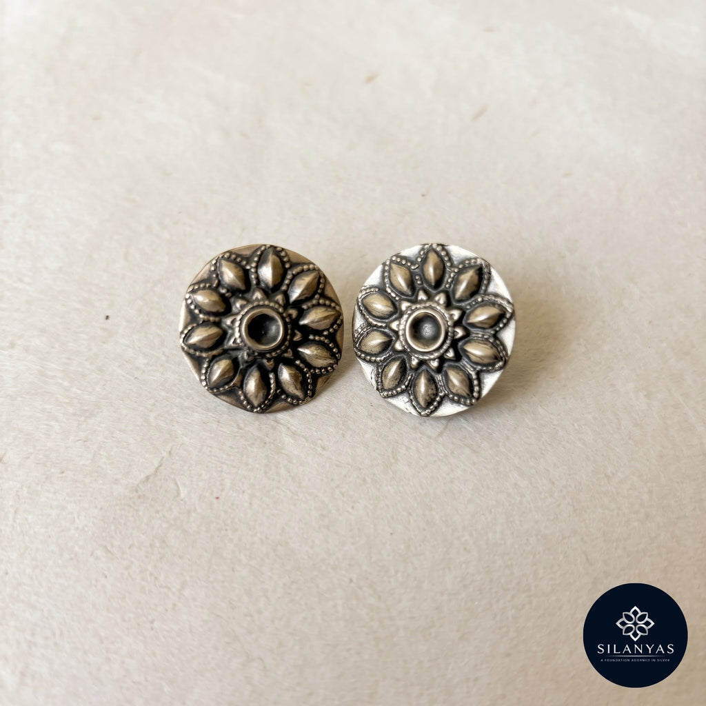 Padma Surya 925 Sterling Silver Tribal Stud Earrings - Amrapali Collection