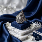 Teardrop Filigree Ring - 925 Silver Oxidised - Tribal Heritage Collection