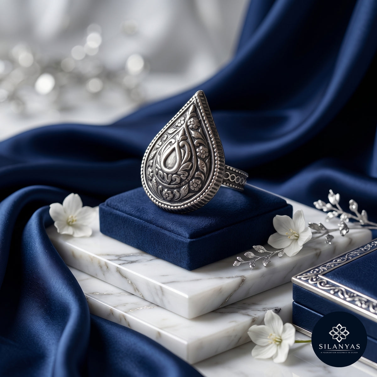 Teardrop Filigree Ring - 925 Silver Oxidised - Tribal Heritage Collection