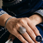 Teardrop Filigree Ring - 925 Silver Oxidised - Tribal Heritage Collection
